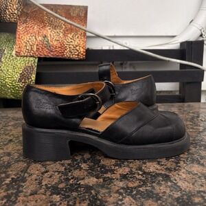 VINTAGE DR MARTENS Black Mary Jane Strap Cross Women's Sz 8 Chunky Platform